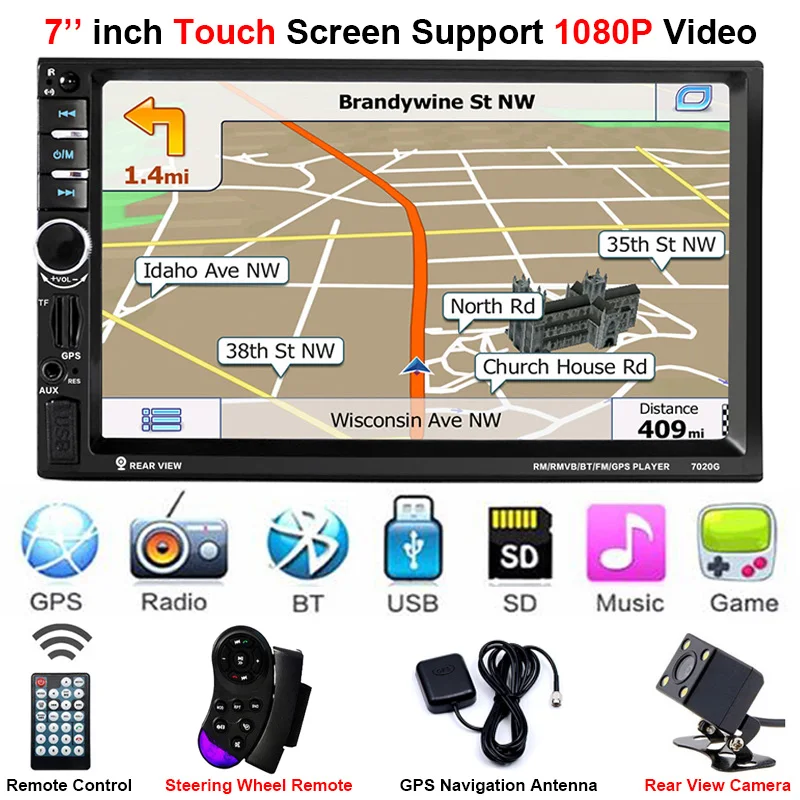 

2Din GPS Rear Camera Central Multimidia 2 Din 7'' Bluetooth MP5 MP3 Music Video Player Multimedia Radio Autoradio Mirror Link