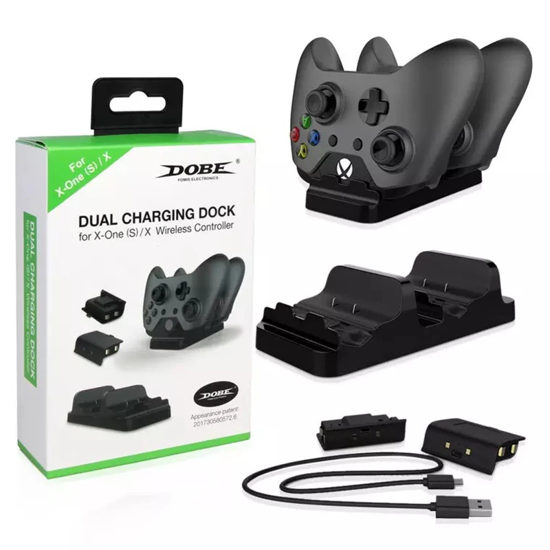 Dual Charging Dock Station Charger with 2 Rechargeable Batteries Charger for XBOX ONE, Xbox One S for Xbox one X Gamepad Dual Charging Dock Station Charger with 2 Rechargeable Batteries Charger for XBOX ONE, Xbox One S for Xbox one X Gamepad