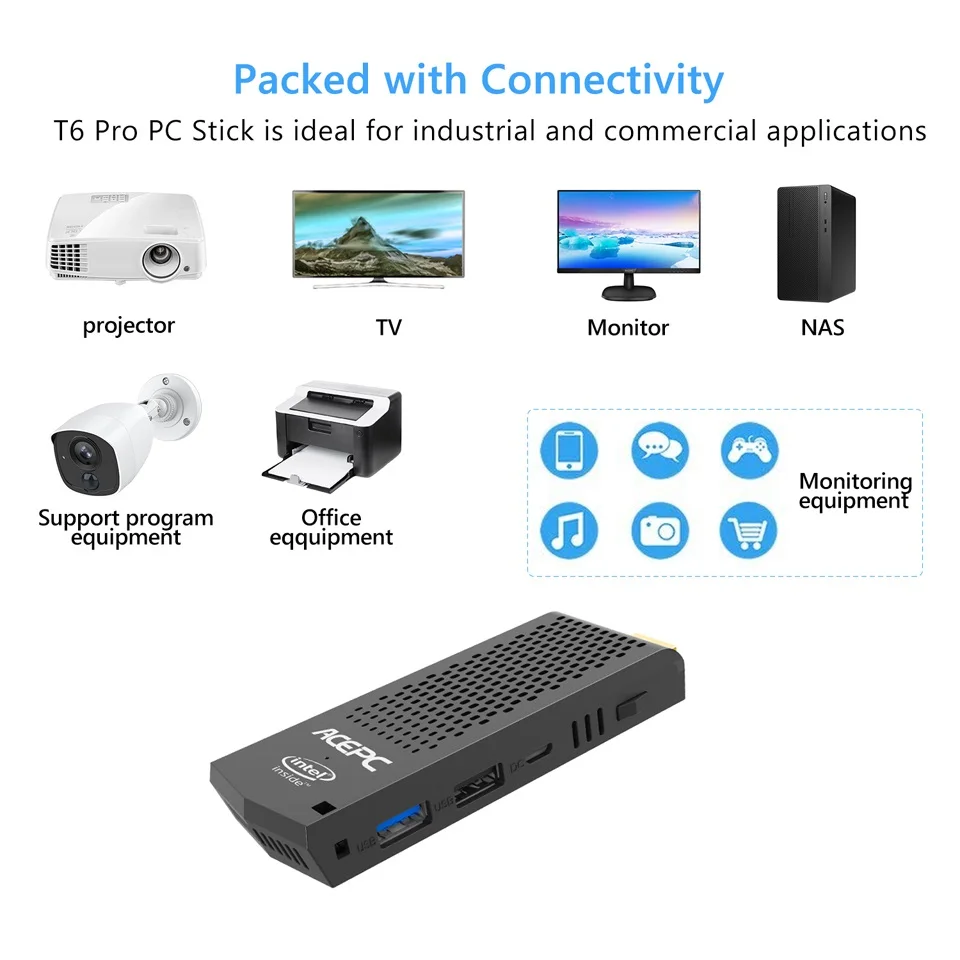 T6 Pro безвентиляторный мини ПК стик Intel atom Z8350 Четырехъядерный 4K 1 44 GHz 2G/32G 4GB/64GB Windows 10