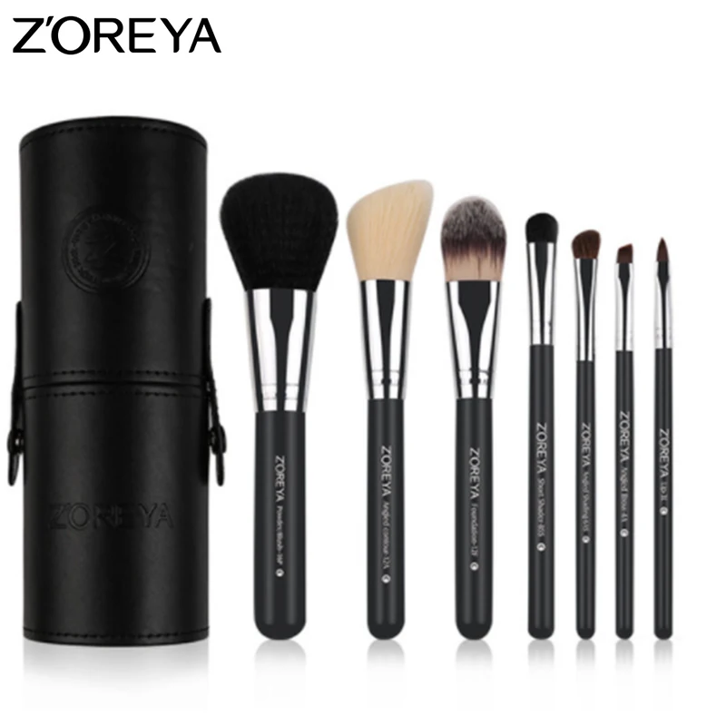 

Zoreya 7pcs Natural Goat Hair Lip Professional eyelashes Makeup Brushes Blush Powder Foundation Eye Shadow Makeup fashion Tools