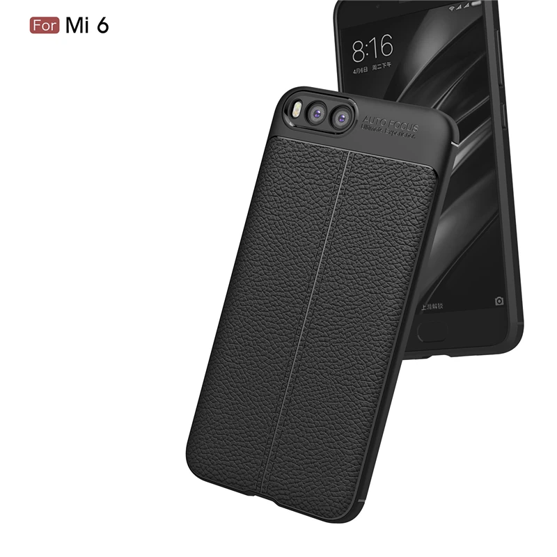 Для Xiaomi Mi 6 6X чехол для телефона с текстурой личи грубой кожи ТПУ накладка из
