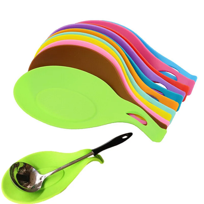 

Kitchen Silicone Spoon Rests Heat Resistant Non-stick Silicone Mat Cooking Tools Pot Clips