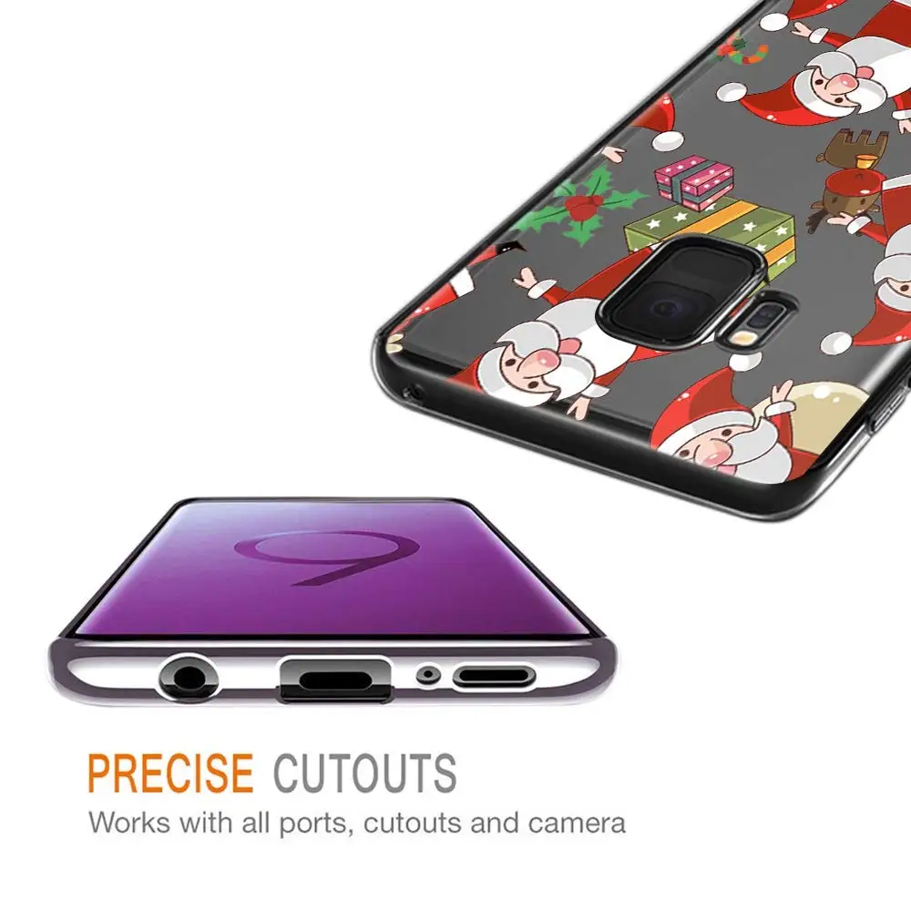 Santa Reindeer Christmas Patterned Clear Slim Soft Case Cover For Samsung S9 S8 S7 Edge Note 9 Note 8 S8 Plus TPU Phone Coque    (3)