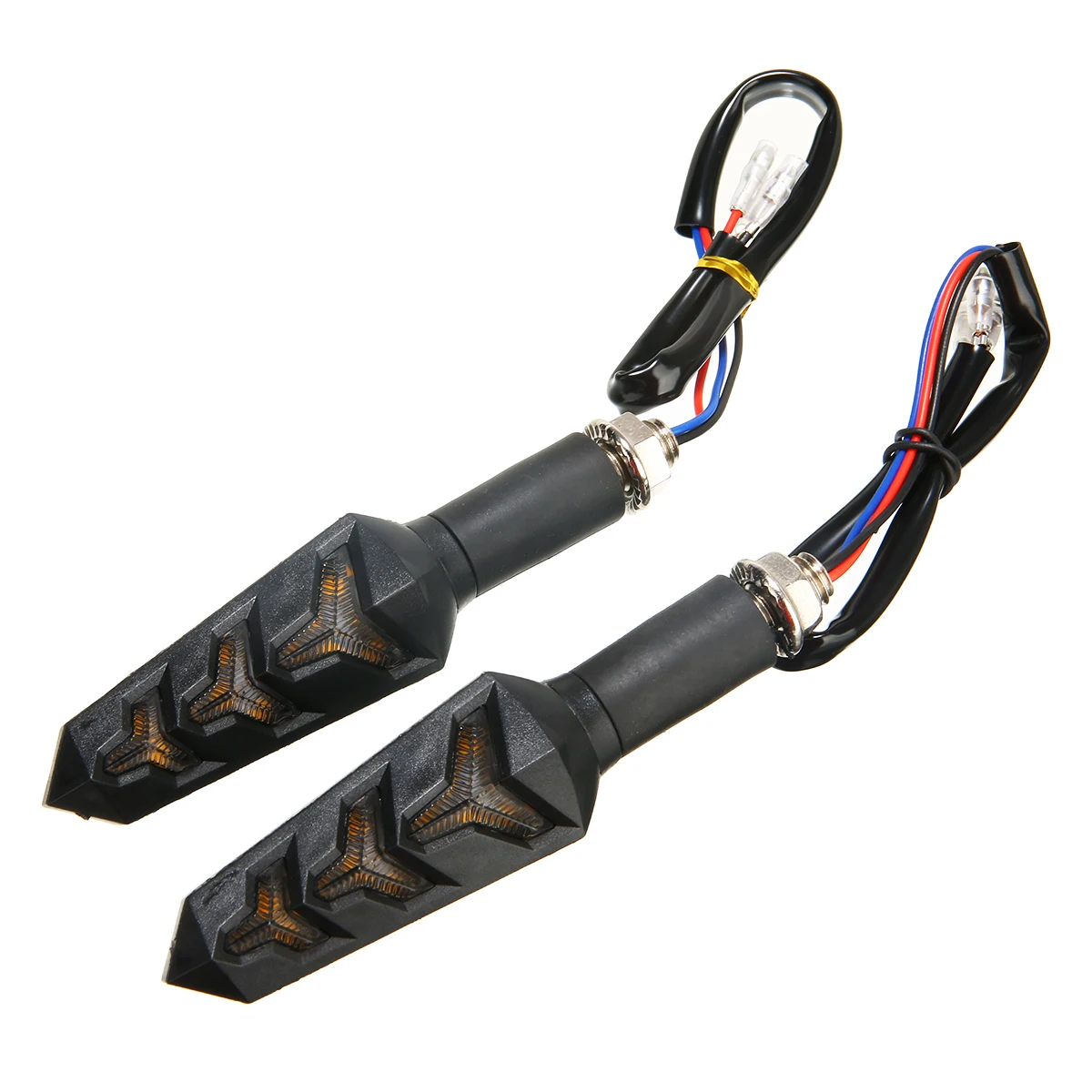 1Pair 12V Amber Motorcycle Fishbone LED Lamp Water Flowing Turn Signal Indicator Light Super Bright For Scooter ATV Dirt Bike