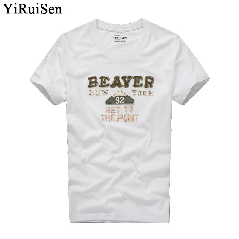 

YiRuiSen brand clothing mens t shirt fashion 2017 o-neck casual letter patch t-shirt men summer casual top tees