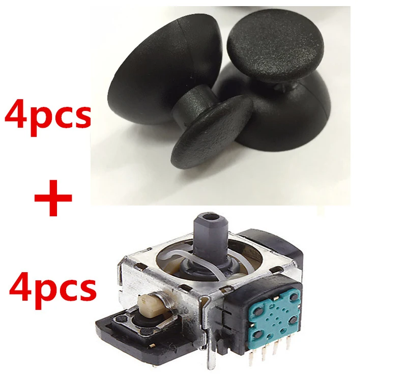

4pcs 4pin 4 Leg 3D Handle Joystick + 4pcs 3D Analog Joystick Thumbstick Grip Stick Cover Cap for PlayStation 3 PS3 controller