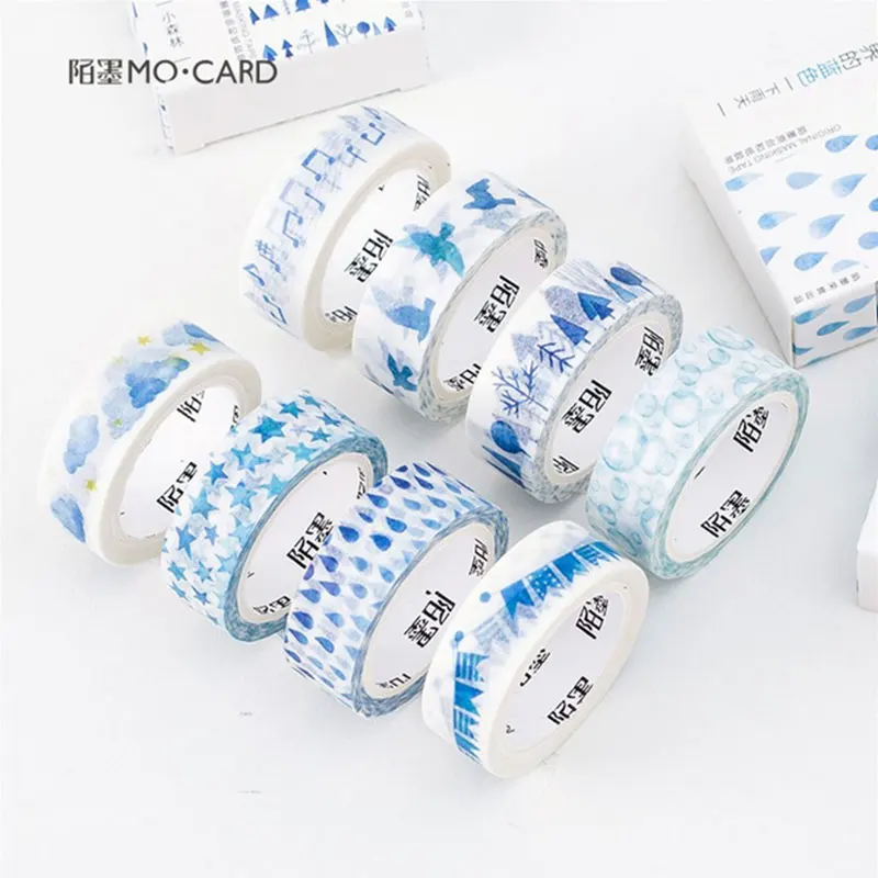 

1.5cm*7m Blue forest raindrops washi tape DIY decorative scrapbook planner masking tape adhesive tape label stickers stationery