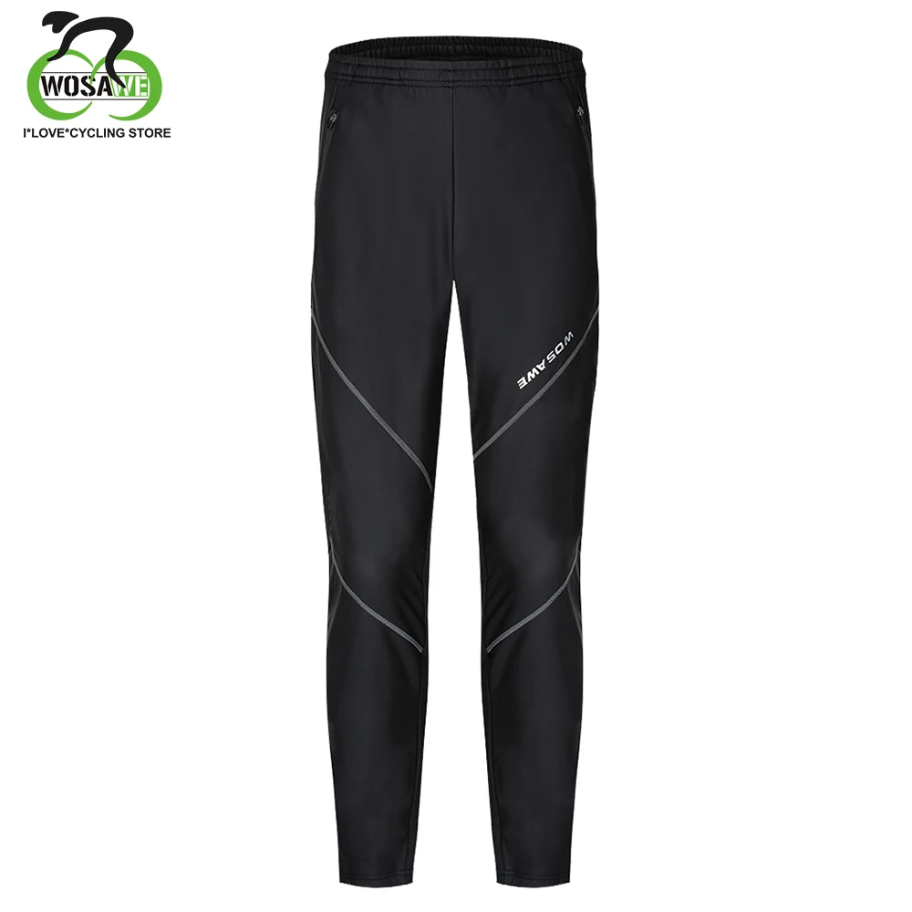 WOSAWE Windproof Running Pants Waterproof PU Fabric Thermal Cycling