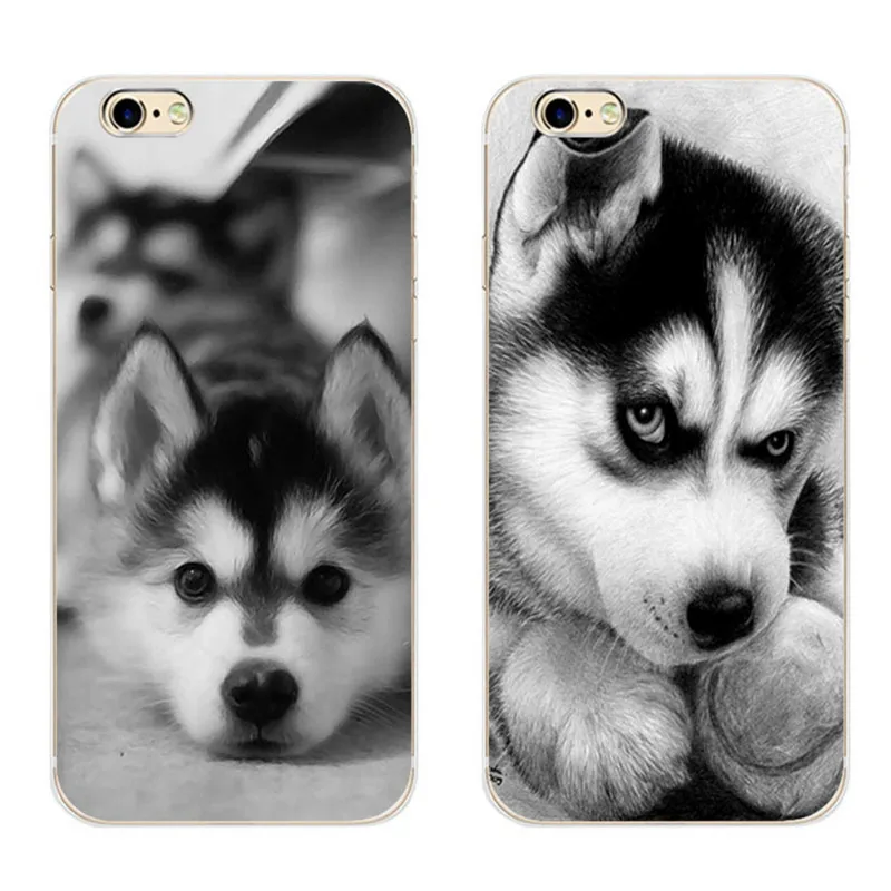 

For Apple iPhone 7 Plus Phone Case 5 5C SE Shell 4.7" 6 6S 5.5 Inch Transparent Cover Soft Silicon Strange Husky Pattern Skin