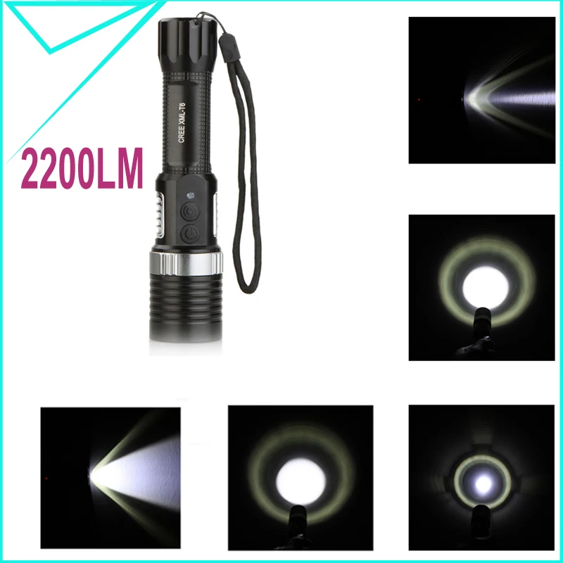 Mini adjustable CREE XML-T6 LED flashLight Long distance 3 MODE ZOOM IN OUT Torch for camping Bicycle cycling hunting | Лампы и