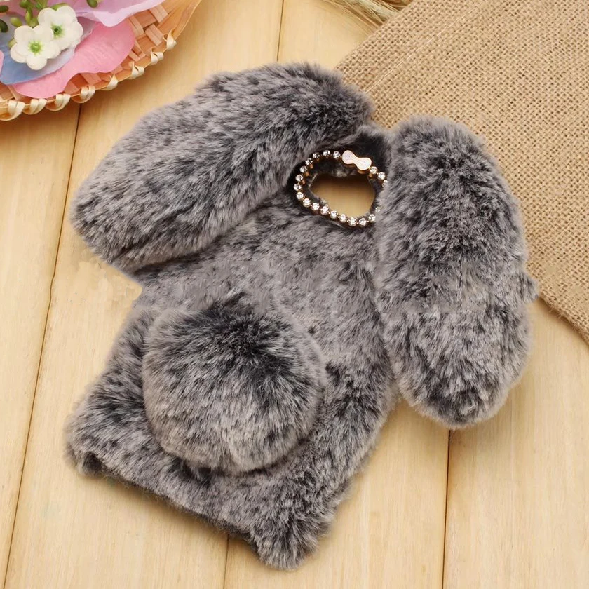 

Luxury Cute Rabbit Fur Plush Doll Case For Samsung Galaxy S4 S5 S6 S7 Edge S8 S9 Plus A5 A7 J3 J5 J7 2016 Glitter Case Cover
