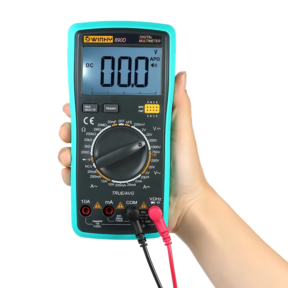 

Multi-functional Handheld LCD Digital NCV True RMS Multimeter DC/AC Voltage Current Meter Capacitance Resistance Diode Tester