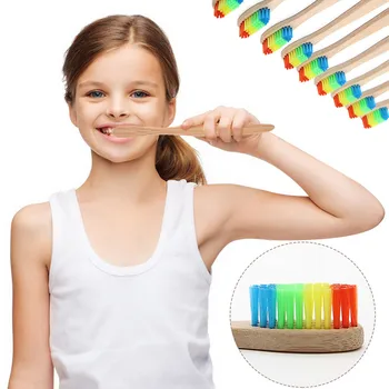 

Colorful Head Bamboo Toothbrush Wholesale Environment Wooden Rainbow Bamboo Toothbrush Oral Care Soft Bristle Drop Shipping