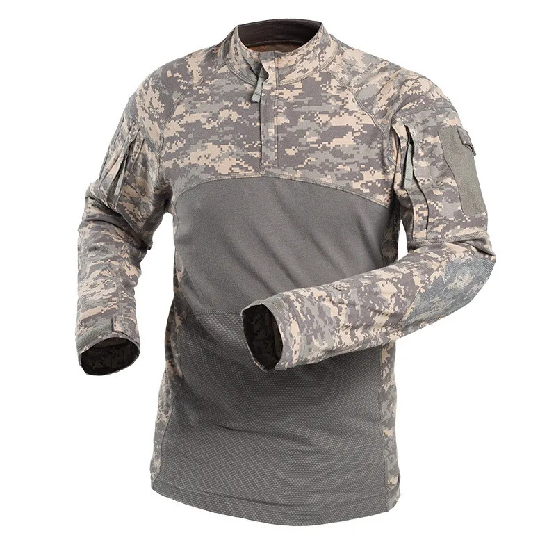 Новые мужские камуфляжные Футболки с длинным рукавом Rip-stop военные тактические футболки легкий долг армия силы страйкбол военные футболки