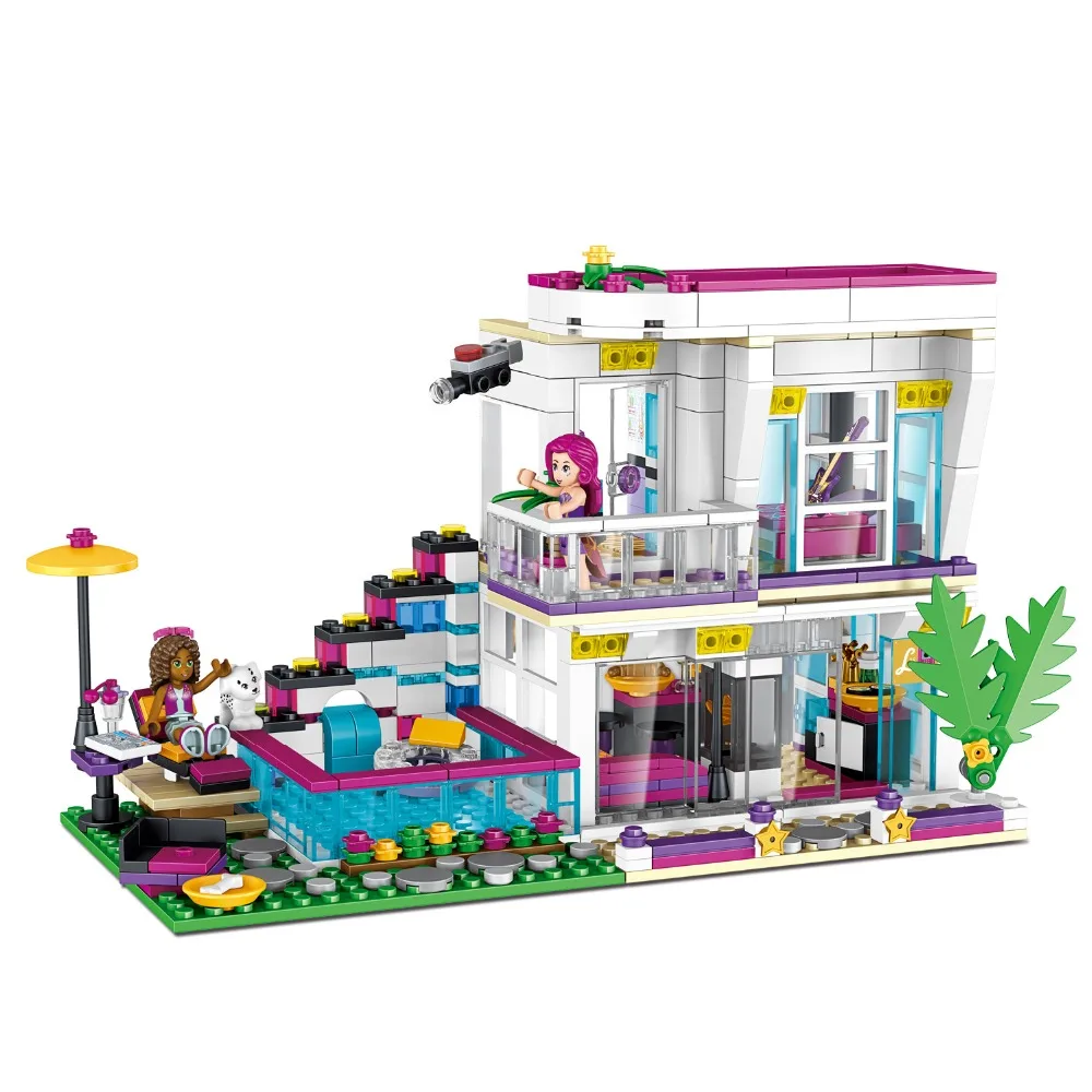 

37035 644Pcs Model building kits Compatible Legoings Friends Livi's Pop Star House 41135 Emma Mia 3D Bricks Figure toys 10498