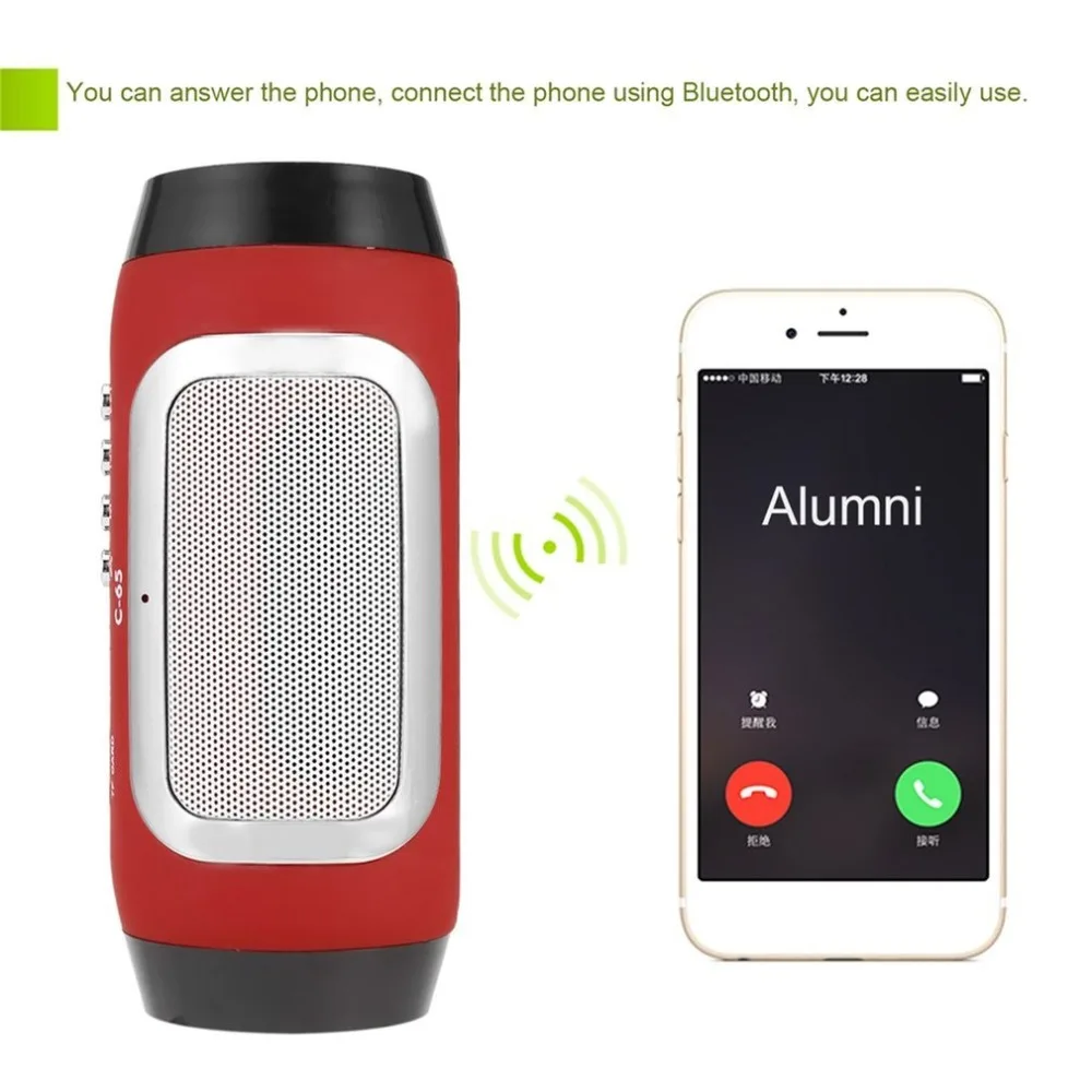 PCTC HIFI красный цвет беспроводной Bluetooth Сабвуфер мини открытый динамик TF FM (красный