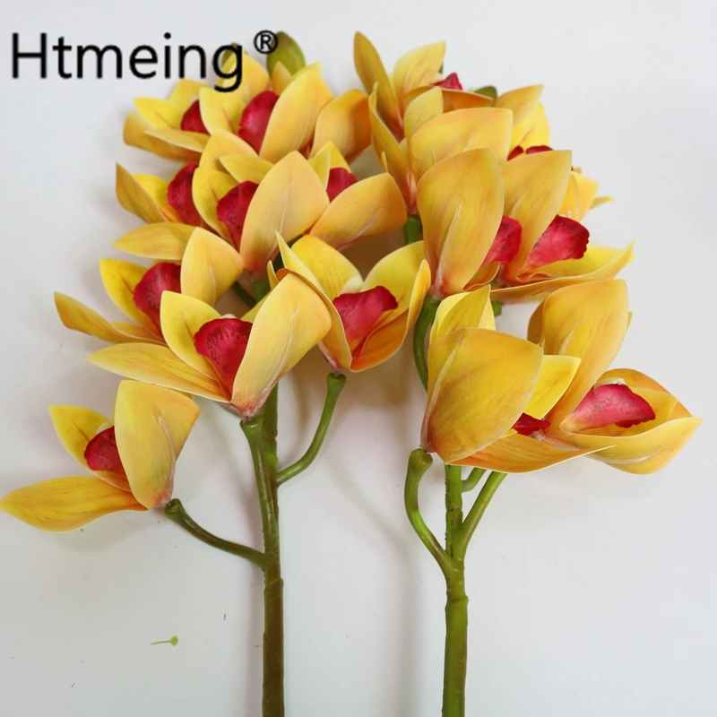 3D Настоящее прикосновение орхидеи цветы искусственные cymbidium Орхидея латекс фаленопсис для свадьбы центральные украшения дома цветок