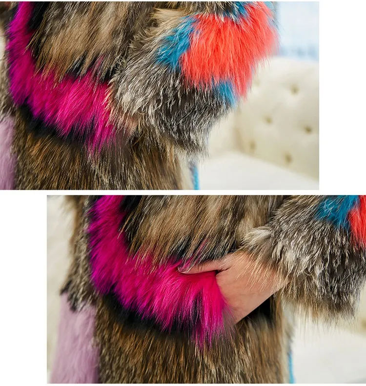 women real knitted fox fur coat long (14)