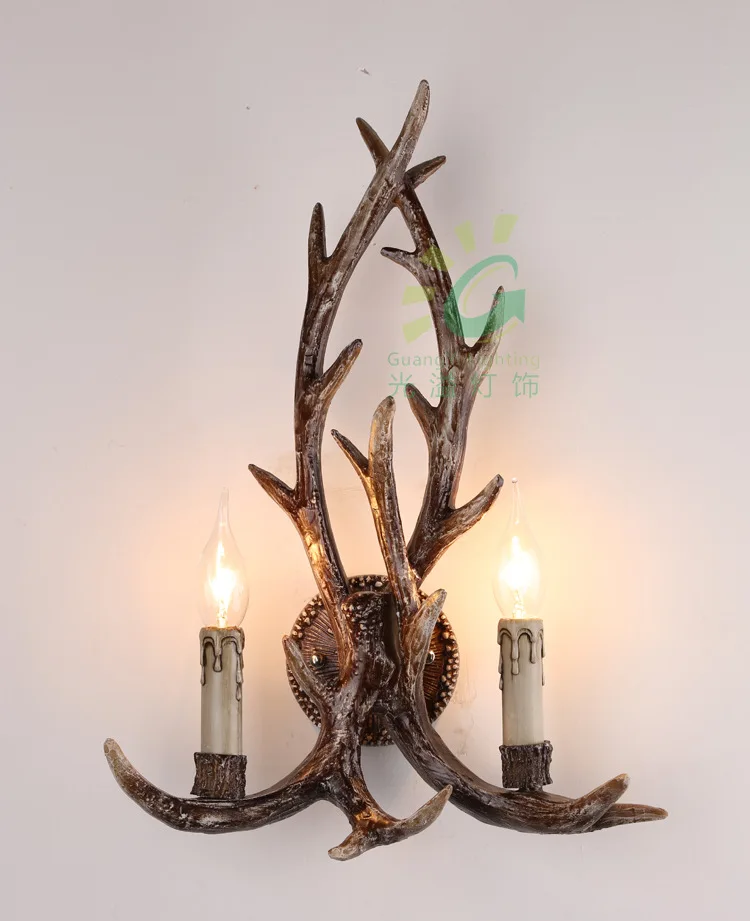 New antlers wall light Candle Antler buckhorn Wall Light American Retro