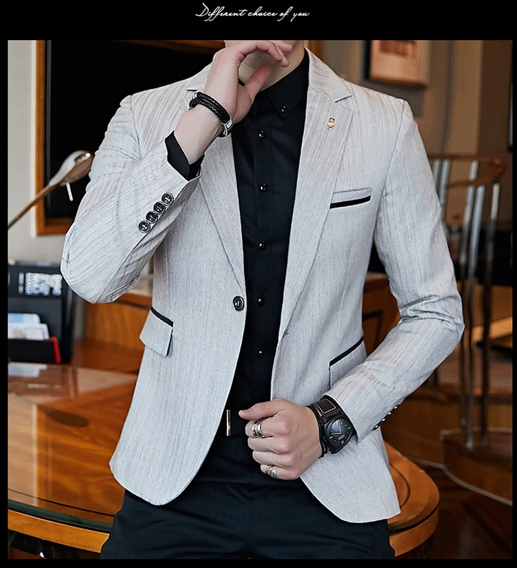 Новые мужские модные бутиковые модные тонкие деловые случайные Костюмы Блейзер мужской официальный пиджак высокого качества мужские куртки