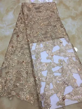 

Nice design embroidery mesh fabric JIANXI.C-62701 with sequins nigerian tulle lace fabric French Net Lace Fabric