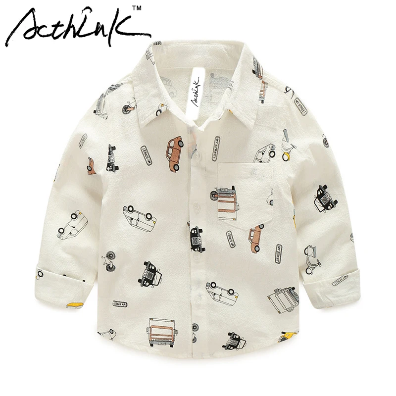 

ActhInK 2017 New Cars Cartoon Shirts for Boys Brand Kids Long Sleeve Cotton Dress Shirts Korean Style Children Clothing, MC066