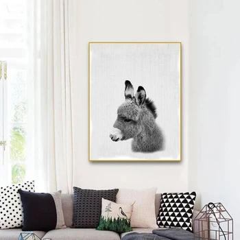 

Nursery Wall Art Kawaii Donkey Canvas Painting Animal Poster Print Nordic Style Home Decor Picture Kids Baby Girls Room