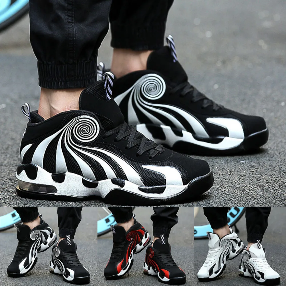 2019 Men's shock-absorbing non-slip basketball shoes fashion comfortable breathable sneakers basketball shoes high top 40J1 (1)