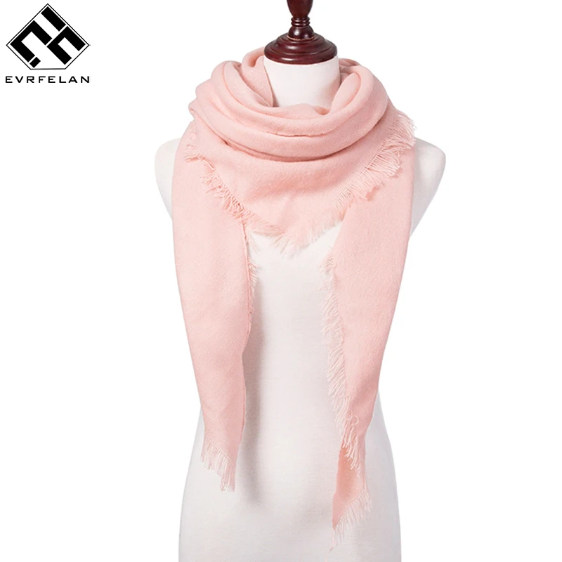 

Evrfelan New Winter Scarf Fashion Women Scarf Luxury Solid Cashmere Scarves Women Triangle Bandage Bufanda Dropshipping