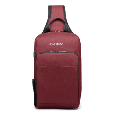 BAIBU многофункциональная нагрудная сумка мужская повседневная сумка через плечо usb зарядка нагрудная Сумка водоотталкивающая ipad сумка-мессенджер - Цвет: Красный