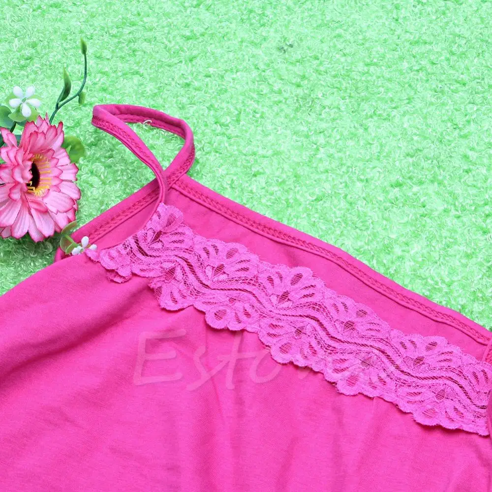 New Sleeveless Camisole Basic Stretch Spaghetti Cotton Lace Tank Tops Cami-448E