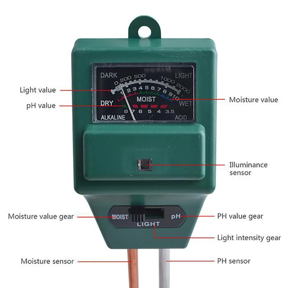 3 в 1 почвенный измеритель, измеритель влажности, освещение PH для дома и сада, рН-метр tds medidor de ph, гигрометр, измеритель влажности, светильник