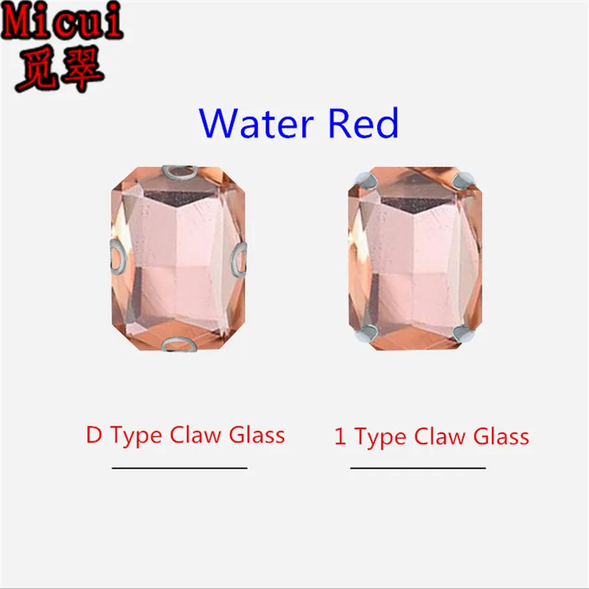 Micui Octangle стекло кристалл страз Швейные Стразы с коготь Кристалл пришить коготь стразы для свадьбы DIY MC1004 - Цвет: Water Red