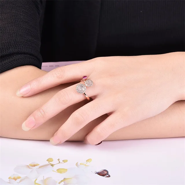 ROXI New Vintage Open Rings Rose Gold Color Hot Sale AAA Zircon Round Shape Exquisite Women Rings Vacation Gifts anillos