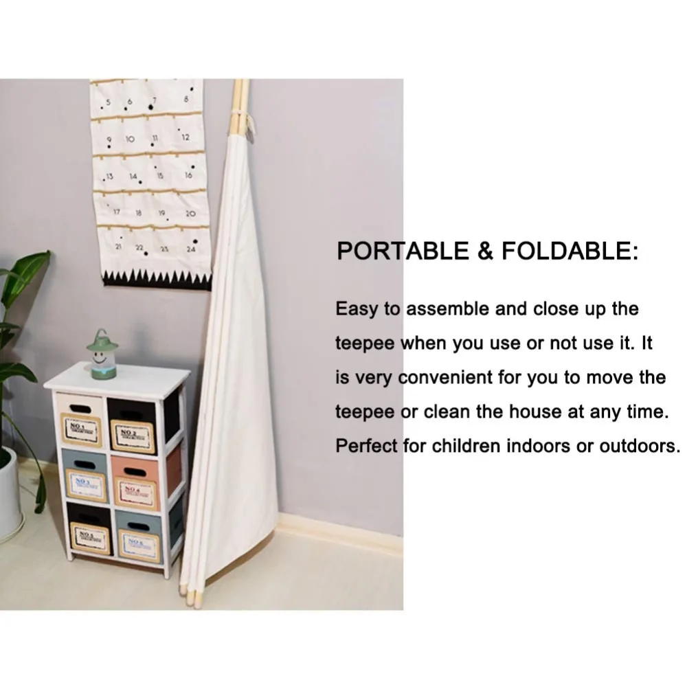 Белый холст вигвама дети Pom Poms индийская Игровая палатка дом Дети типи Tee Pee Tepee