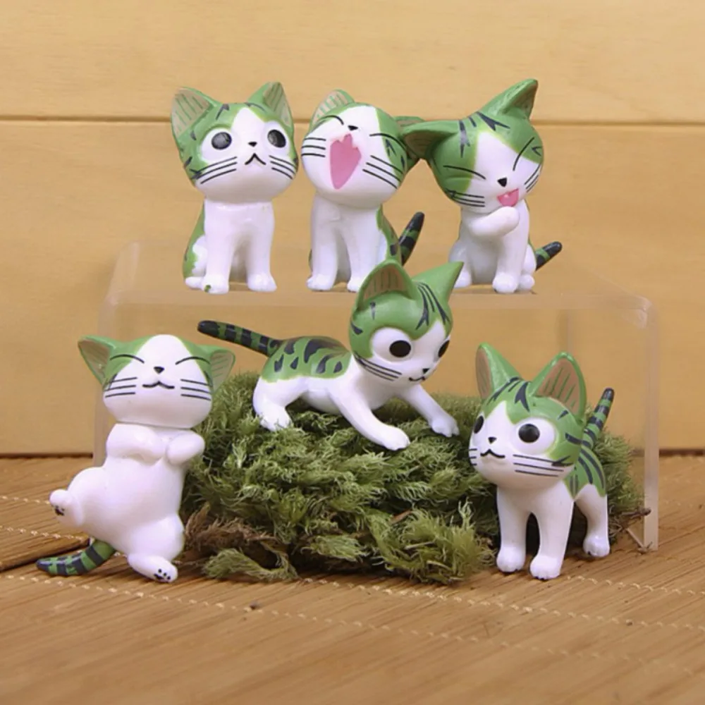 

6pcs Home Decor Moss Micro Landscape Ornaments Meat Pot Cute Cartoon Cat Home Decoration Accessories