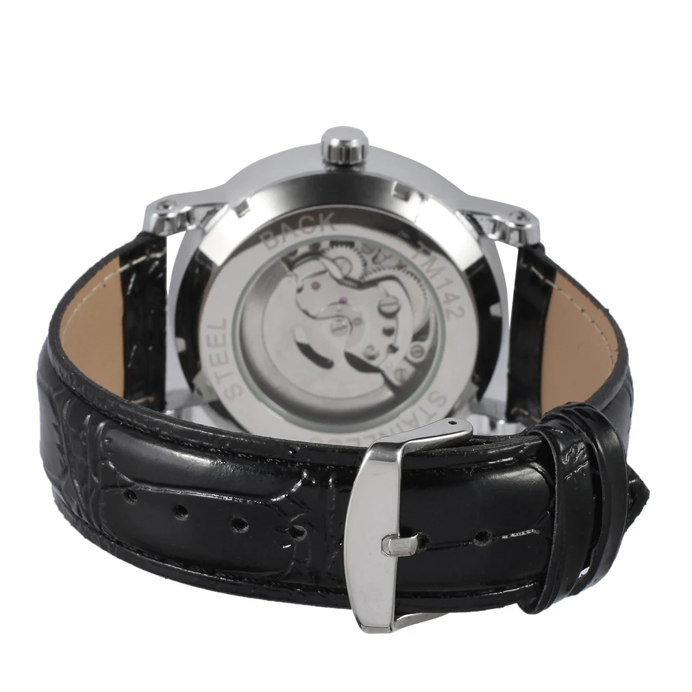 Часы Forsining белый классический креативный цифровой трехточечный циферблат с календарем, мужские механические часы с ремешком