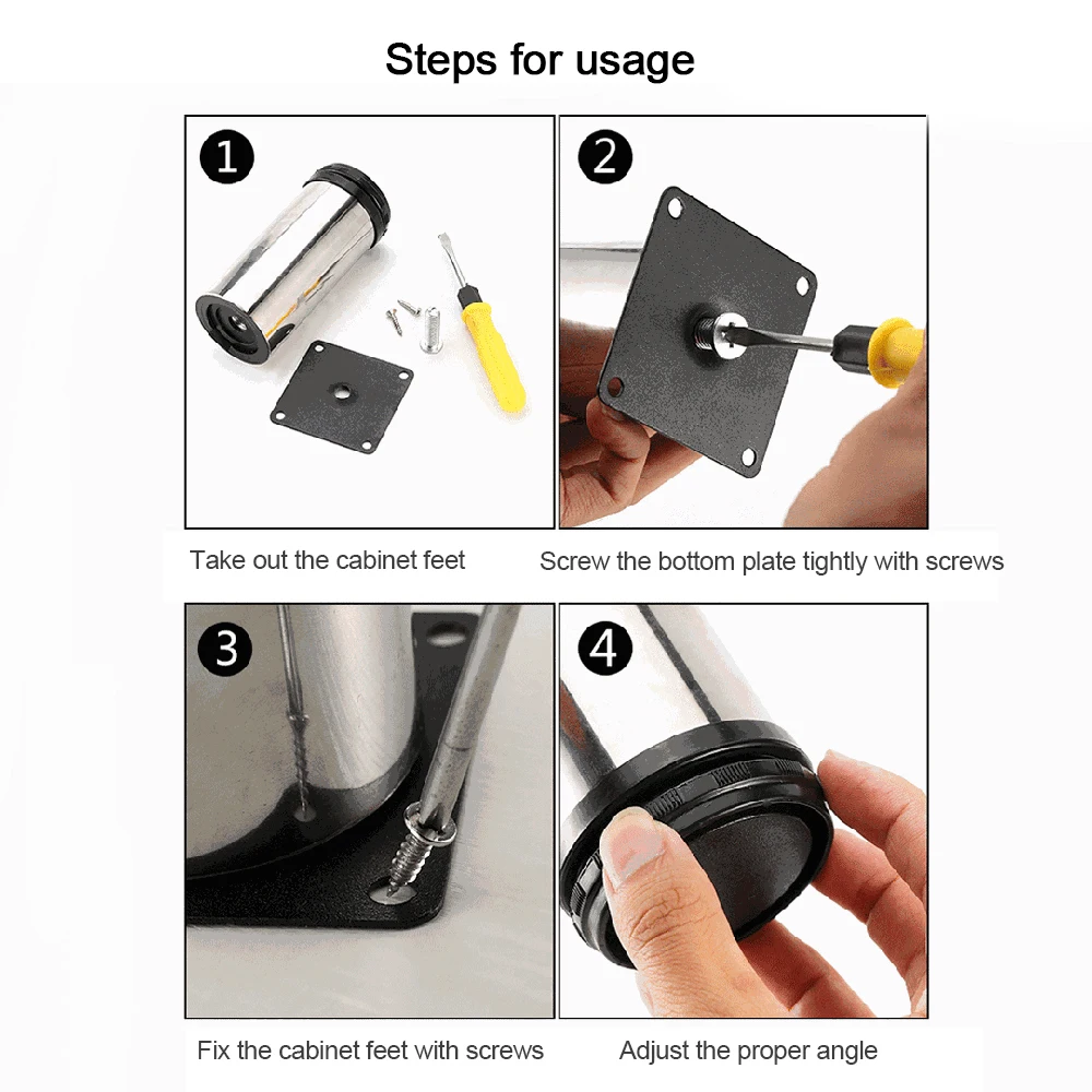 4 шт из нержавеющей стали, утолщенные, 50x300 мм, регулируемые мебельные ножки, стол, кровать, диван, шкаф, ножки, ножки с крепежными винтами