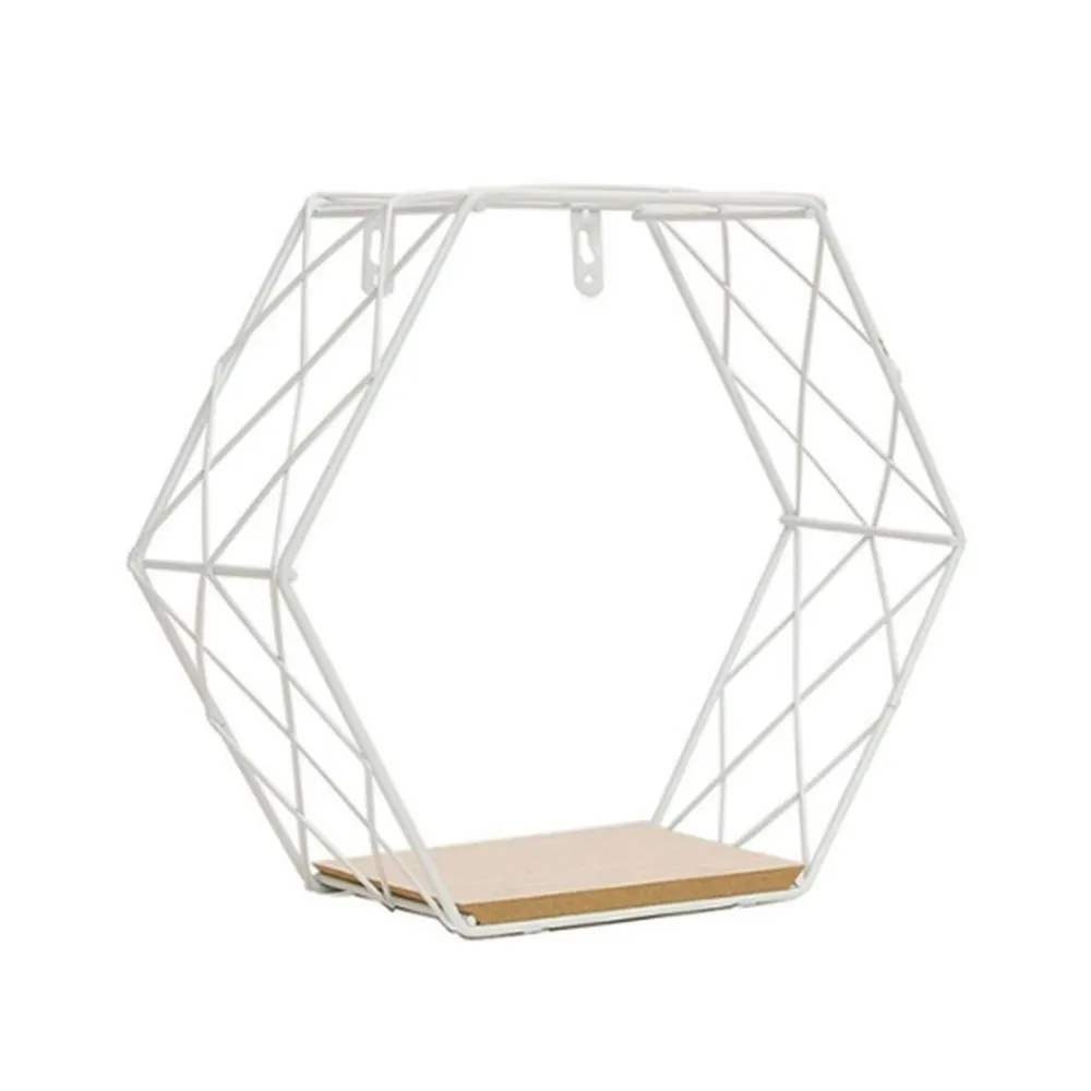 

Display Shelf Hexagonal Shelf Innovative Storage Rack Hanging Iron Geometric Shelf White/Black Modern