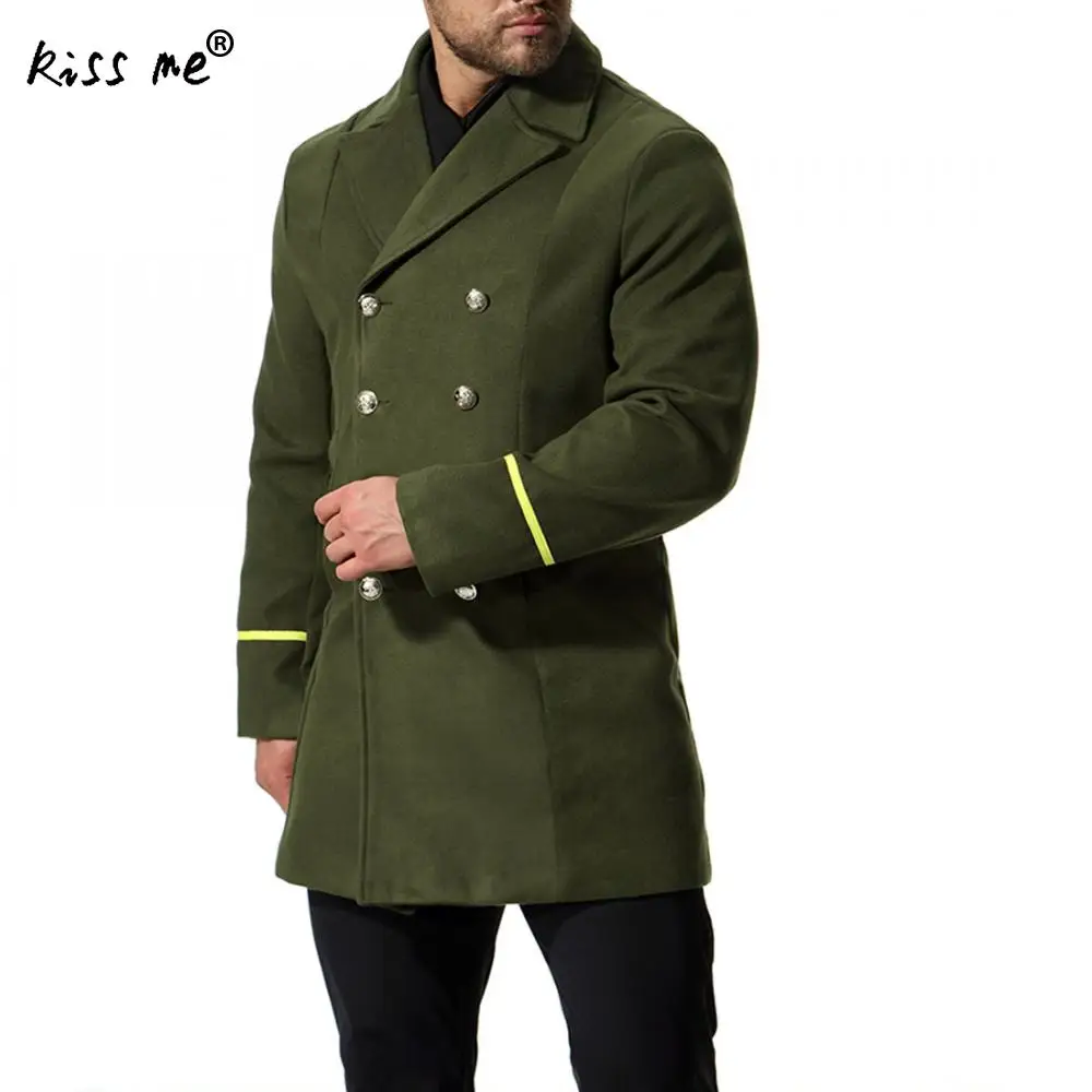 Hombres Chaqueta Larga Abrigos Trinchera Verde Grey Lana Casual Hombre Invierno army Impermeables Black Green dark Parka Otoño 2018 Mezclas EqIwnt4q1