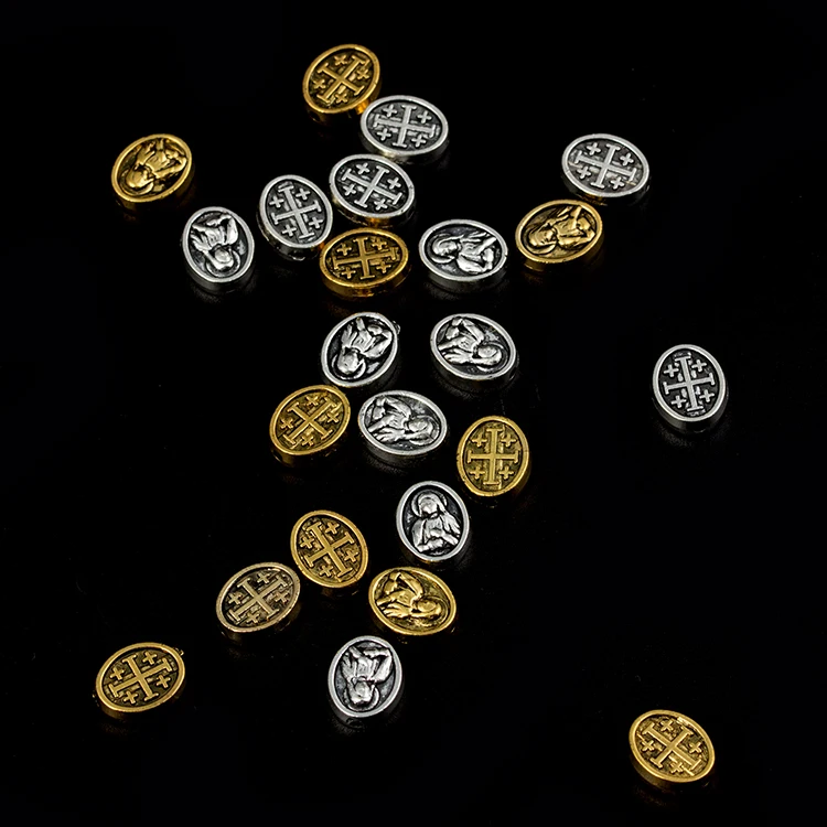 

Hot Sale ! 100pcs Antique Silver Zinc Alloy religious Findings DIY Jewelry Antique Silver Hole Inside Used to Make Bracelet