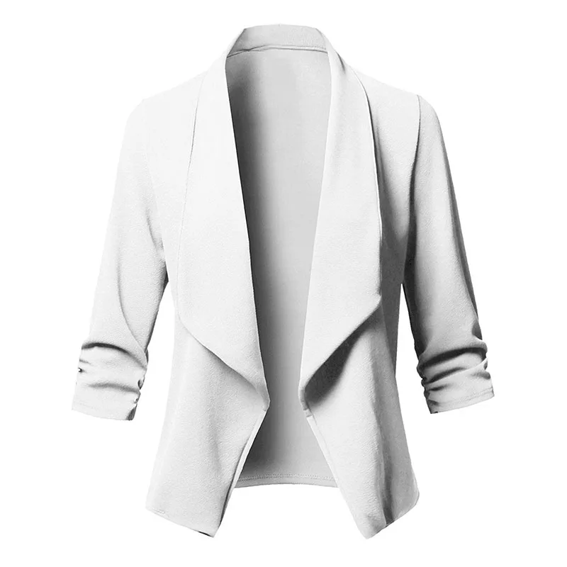

AASS 2018 Spring Slim Fit Women Formal Jackets Office Work Open Front Notched Ladies Blazer Coat Hot Sale Fashion