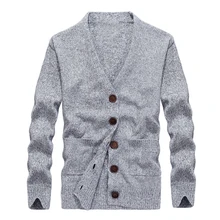 Перевозка груза падения Для мужчин с длинным рукавом Кардиган Для мужчин s с треугольным вырезом, свитеры с высоким воротом свободный с однотонными пуговицами подходит Вязание свитер AXP155
