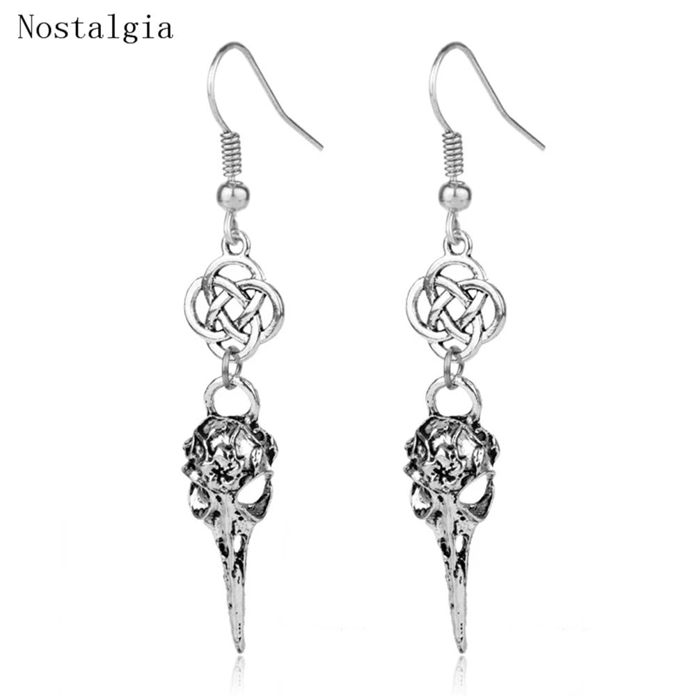 Viking-Raven-Skull-Crow-head-Hawk-Eagle-Bird-Skull-Earrings-for-Women-Vintage-Accessories-Dangle-Earring