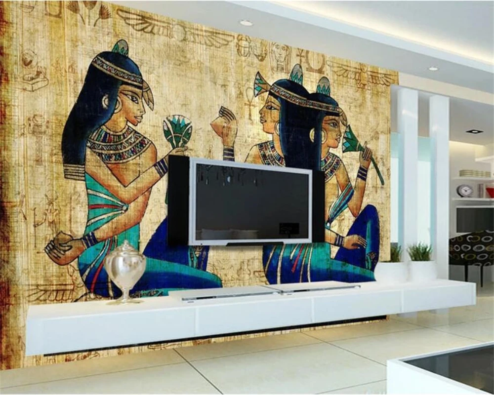 

beibehang Custom wallpaper mural photos hand-painted European ancient Egyptian wall painting characters background decoration