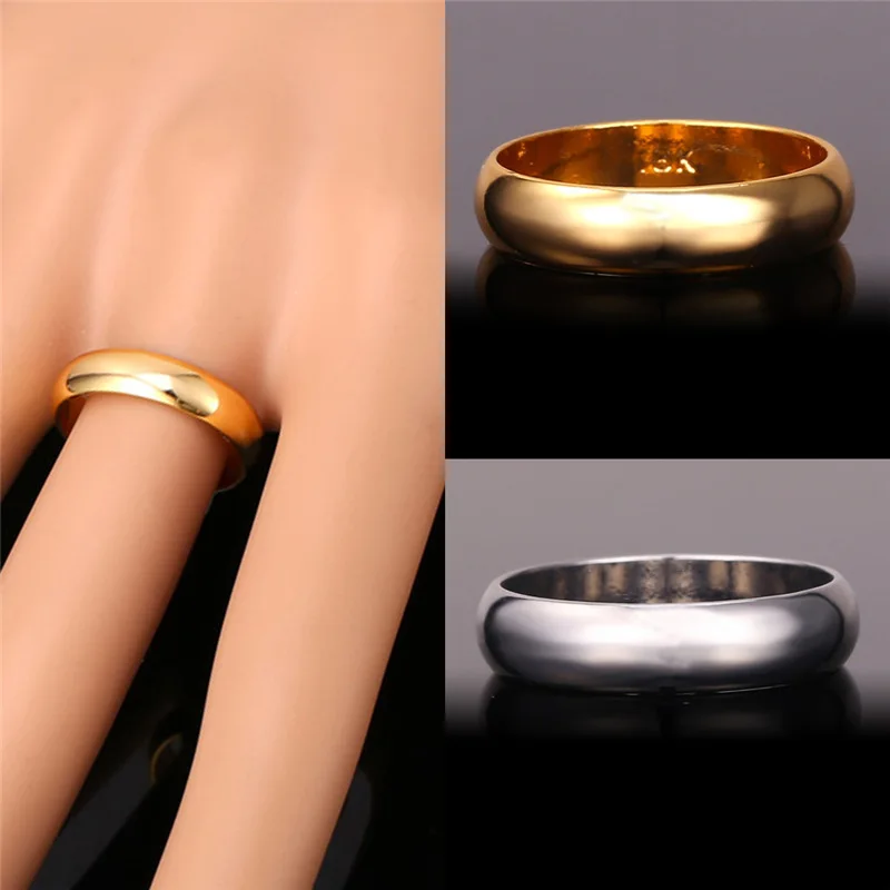 

Kpop Glaze Ring Gold/Silver Color Simple Classic Design Wedding Party 5MM Band Rings For Women & Men R205