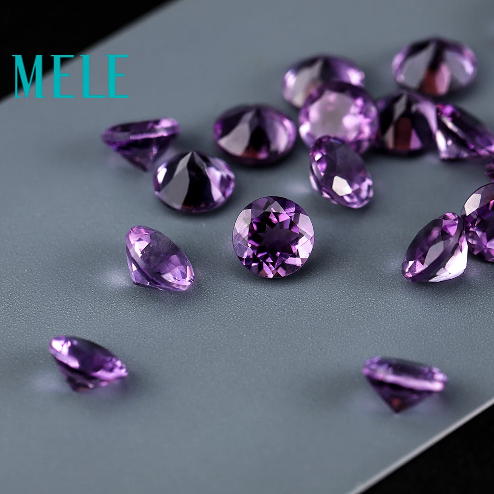 Top quality Brazil natural amethyst,7mm 1.2ct round brilliant cut gemstone for jewelry making,DIY loose stone