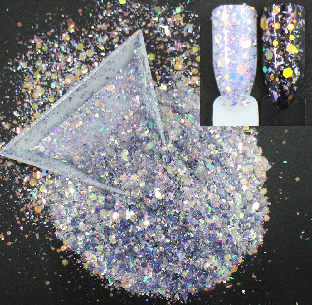 

30g~500g, Mix 2x2 Irregular Sequins/Hexagon Shapes, Nail Art Glitters Paillettes Powder Flakes Slices Decoration