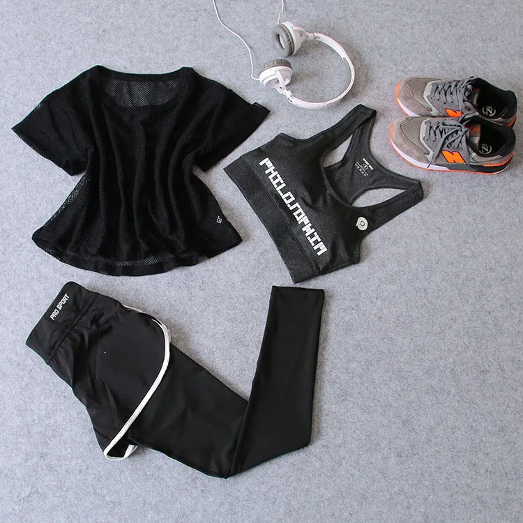 Комплект из 3 предметов, Женский костюм для йоги, одежда для фитнеса, спортивная одежда для женщин, спортивная одежда для тренировок, спортивная одежда для бега, костюм для йоги, комплекты - Цвет: C