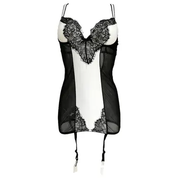 

Black Eyelash Lace Gauze Women Bustier for Female Corset with belts Removable Strap Metal clips Underwear Sexy Lingerie SLA008